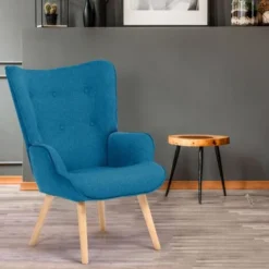 Poltrona Scandinava IVAR In Tessuto Blu Anatra -Negozio al dettaglio VIDAXL || HOMCOM || Songmics 81211885 5