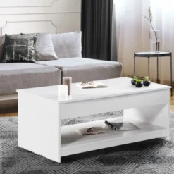 Tavolino Con Piano Sollevabile In Legno SOA Bianco -Negozio al dettaglio VIDAXL || HOMCOM || Songmics 81211934 3