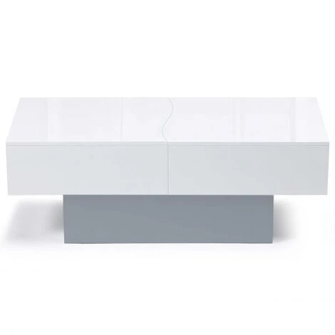 Tavolino Scorrevole MARTA In Legno Grigio E Piano Bianco 3 Tavolino Scorrevole MARTA In Legno Grigio E Piano Bianco - immagine 3