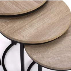 Set Di 3 Tavolini Rotondi DETROIT 35/40/45 Design Industriale -Negozio al dettaglio VIDAXL || HOMCOM || Songmics 81223405 4