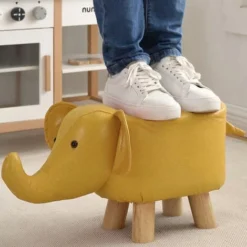 Poggiapiedi Sgabello Basso Forma Elefante Animale Pouf Per Bambini Colore Senape -Negozio al dettaglio VIDAXL || HOMCOM || Songmics 81266250 3