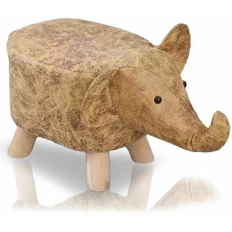Poggiapiedi Sgabello Basso Forma Elefante Animale Pouf Bambini Colore Marrone 2 Poggiapiedi Sgabello Basso Forma Elefante Animale Pouf Bambini Colore Marrone - immagine 2