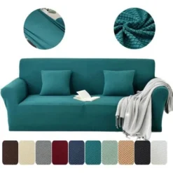 None Copridivano Elasticizzato Jacquard 1 Pezzo, Copridivano In Peluche (190-230 Cm) - 3 Posti,Verde