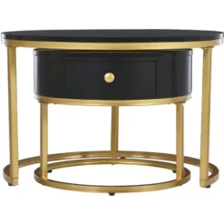 Set 2 Tavolini Da Caffè Tavolino Rotondi In Marmo Lucido - Nera -Negozio al dettaglio VIDAXL || HOMCOM || Songmics 81627263 3