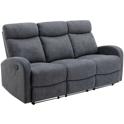 Divano 3 Posti E Poltrona Relax In Tessuto Grigio - EVELYN 2 Divano 3 Posti E Poltrona Relax In Tessuto Grigio - EVELYN - immagine 2