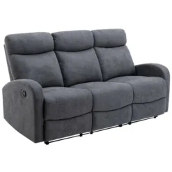 Divano Relax 3 Posti In Tessuto Grigio - EVELYN