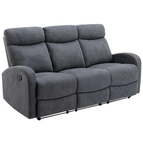 Divano Relax 3 Posti In Tessuto Grigio - EVELYN 1 Divano Relax 3 Posti In Tessuto Grigio - EVELYN