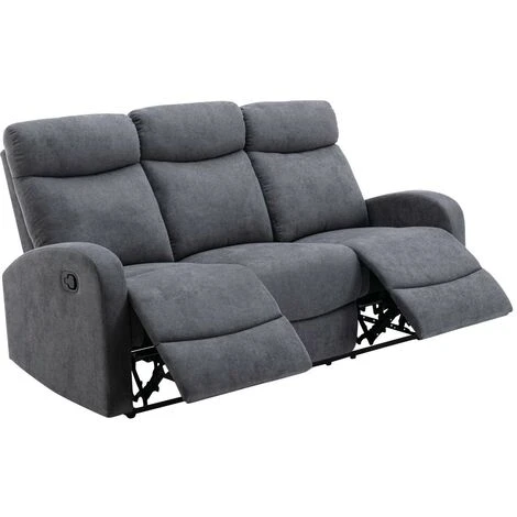 Divano Relax 3 Posti In Tessuto Grigio - EVELYN 3 Divano Relax 3 Posti In Tessuto Grigio - EVELYN - immagine 3