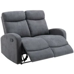 Divano Relax 2 Posti In Tessuto Grigio - EVELYN -Negozio al dettaglio VIDAXL || HOMCOM || Songmics 81648278 3