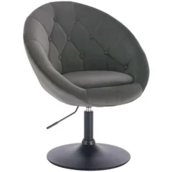 WOLTU Poltroncina Da Bar Sgabello Girevole Sedia Con Schienale Braccioli Velluto Grigio Scuro