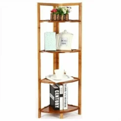 WOLTU Scaffale In Bambù Fioriera Mensola A 4 Ripiani Per Cucina Libreria Bamboo