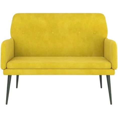 Panca Gialla 108x79x79 Cm In Velluto VidaXL 4 Panca Gialla 108x79x79 Cm In Velluto VidaXL - immagine 4