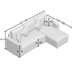 Divano Letto 3 Posti Con Penisola Grigio Rivestimento Tessuto 4 Cuscini Inclusi -Negozio al dettaglio VIDAXL || HOMCOM || Songmics 82121666 3