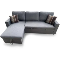 Divano Letto 3 Posti Con Penisola Grigio Rivestimento Tessuto 4 Cuscini Inclusi -Negozio al dettaglio VIDAXL || HOMCOM || Songmics 82121666 4