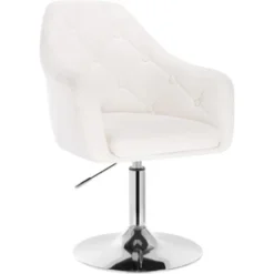 WOLTU Poltroncina Da Bar Sgabello Girevole Camera Da Letto Sedia Imbottita Moderna Bianco