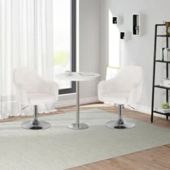 WOLTU Poltroncina Da Bar Sgabello Girevole Camera Da Letto Sedia Imbottita Moderna Bianco -Negozio al dettaglio VIDAXL || HOMCOM || Songmics 82197853 4