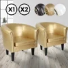 Poltrona Chesterfield - Set Da 2, Imbottita, In Similpelle E Legno, Borchie Decorative In Rame, Oro - Sedia, Poltrona Da Salotto