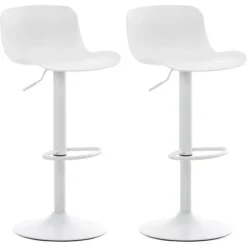 Nova Set Da 2 Sgabelli Con Design Moderno E Seduta Lineare + Poggiapiedi Vari Colori Colore : BIANCO