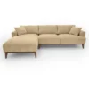 Divano In Tessuto Beige - Angolo A Sinistra - JOSEFA