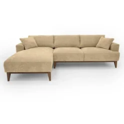 Divano In Tessuto Beige - Angolo A Sinistra - JOSEFA