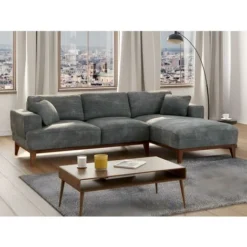 Divano In Tessuto Grigio - Angolo A Destra - JOSEFA -Negozio al dettaglio VIDAXL || HOMCOM || Songmics 82802681 5