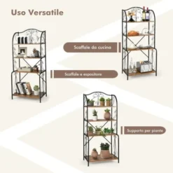 COSTWAY Scaffale Da Cucina A 5 Livelli, Microonde Scaffale In Metallo, 4 Ripiani Aperti In Rete, Scaffale Di Stoccaggio Multiuso Per Cucina Sala Da Pranzo Giardino -Negozio al dettaglio VIDAXL || HOMCOM || Songmics 82985363 4