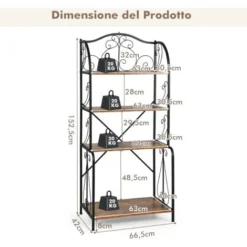 COSTWAY Scaffale Da Cucina A 5 Livelli, Microonde Scaffale In Metallo, 4 Ripiani Aperti In Rete, Scaffale Di Stoccaggio Multiuso Per Cucina Sala Da Pranzo Giardino -Negozio al dettaglio VIDAXL || HOMCOM || Songmics 82985363 5