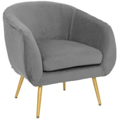 Poltrona Solaro In Velluto Grigio - Velluto A Pieghe - Atmosphera Créateur D'intérieur