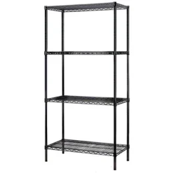 Scaffale Libreria Multiuso Acciaio Inox Con 4 Ripiani 90 X 45 X 180 Colore Nero
