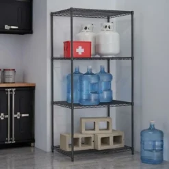 Scaffale Libreria Multiuso Acciaio Inox Con 4 Ripiani 90 X 45 X 180 Colore Nero -Negozio al dettaglio VIDAXL || HOMCOM || Songmics 83940039 3