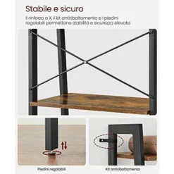 Nova Scaffale A Scala Libreria A 5 Ripiani Struttura In Metallo Nero E Marrone Scuro -Negozio al dettaglio VIDAXL || HOMCOM || Songmics 84160375 5