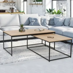 Set Di 2 Tavolini Di Design Industriale DETROIT 100/113