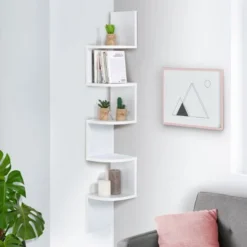 Scaffale Angolare A Parete A 5 Livelli Bianco ISA