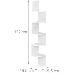 Relaxdays Libreria Angolare, 5 Ripiani, HLP 122,5 X 19,5 X 19,5 Cm, Scaffale Sospeso Con Design Asimmetrico, Bianco -Negozio al dettaglio VIDAXL || HOMCOM || Songmics 85746993 4