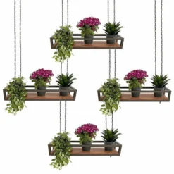 Mensola FLOWERS Sospesa A SOFFITTO MARRONE Lunghezza 55 Cm Con Catene Per Fiori Giardino Verticale Porta Bicchieri Bottiglie Bar Cucina -Negozio al dettaglio VIDAXL || HOMCOM || Songmics 86454916 4