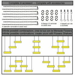 Mensola FLOWERS Sospesa A SOFFITTO MARRONE Lunghezza 55 Cm Con Catene Per Fiori Giardino Verticale Porta Bicchieri Bottiglie Bar Cucina -Negozio al dettaglio VIDAXL || HOMCOM || Songmics 86454916 5