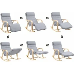 SONGMICS Sedia A Dondolo In Legno Di Betulla, Poltrona A Dondolo Con Poggiapiedi Regolabile A 5 Altezze, Fodera In Cotone, Portata 150 Kg, Grigio Chiaro LYY41G 7 SONGMICS Sedia A Dondolo In Legno Di Betulla, Poltrona A Dondolo Con Poggiapiedi Regolabile A 5 Altezze, Fodera In Cotone, Portata 150 Kg, Grigio Chiaro LYY41G -Negozio al dettaglio VIDAXL || HOMCOM || Songmics 86640030 4