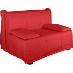 EVERGREENWEB - Divano Letto Con Materasso Piazza E Mezza 120x190 Cm In Waterfoam Ortopedico Prontoletto Con Rivestimento Sfoderabile E Lavabile + Cuscini Supersoft Abbinati Color Rosso - Evening Luxur