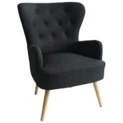 Poltrona Sedia Relax Tessuto Piedi In Legno Imbottita Design Moderno Grafite