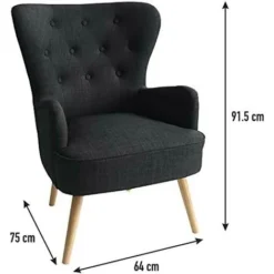 Poltrona Sedia Relax Tessuto Piedi In Legno Imbottita Design Moderno Grafite -Negozio al dettaglio VIDAXL || HOMCOM || Songmics 87469995 5