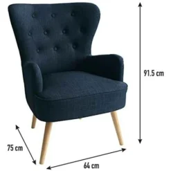 Poltrona Sedia Relax Tessuto Piedi In Legno Imbottita Design Moderno Blu -Negozio al dettaglio VIDAXL || HOMCOM || Songmics 87469997 5