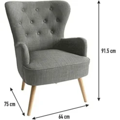 Poltrona Sedia Relax Tessuto Piedi In Legno Imbottita Design Moderno Grigio -Negozio al dettaglio VIDAXL || HOMCOM || Songmics 87470005 4