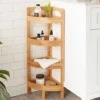 Angoliera In Bambù A 4 Ripiani Scaffale Libreria Angolo Salvaspazio 26x26x90cm