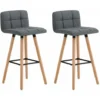 SoBuy Sgabelli Alta Da Bar Con Poggiapiedi E Schienale Sedie Cucina 2 Pezzi, Grigio Scuro FST50-DGx2