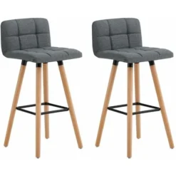 SoBuy Sgabelli Alta Da Bar Con Poggiapiedi E Schienale Sedie Cucina 2 Pezzi, Grigio Scuro FST50-DGx2
