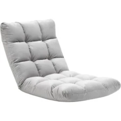 HOMCOM Poltrona Relax Da Terra Con Schienale Reclinabile Fino 180°, 71x55x53.5cm, Grigio Chiaro