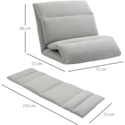 HOMCOM Poltrona Da Terra Con Schienale Reclinabile In Tessuto, 71x72x60cm, Grigio Chiaro -Negozio al dettaglio VIDAXL || HOMCOM || Songmics 87945733 3