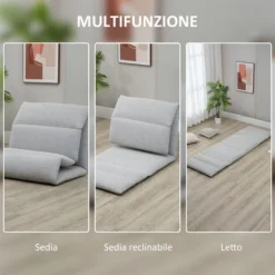 HOMCOM Poltrona Da Terra Con Schienale Reclinabile In Tessuto, 71x72x60cm, Grigio Chiaro -Negozio al dettaglio VIDAXL || HOMCOM || Songmics 87945733 5