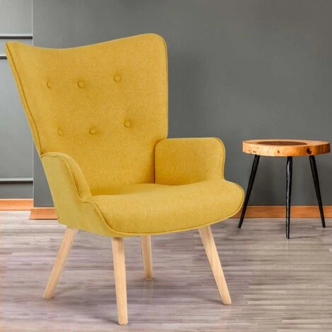 Poltrona Scandinava IVAR In Tessuto Giallo 5 Poltrona Scandinava IVAR In Tessuto Giallo - immagine 5