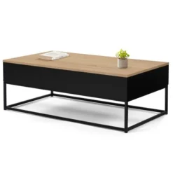 Tavolino Nero Con Piano In Legno Stile Faggio, Design Industriale BOSTON -Negozio al dettaglio VIDAXL || HOMCOM || Songmics 88042160 5